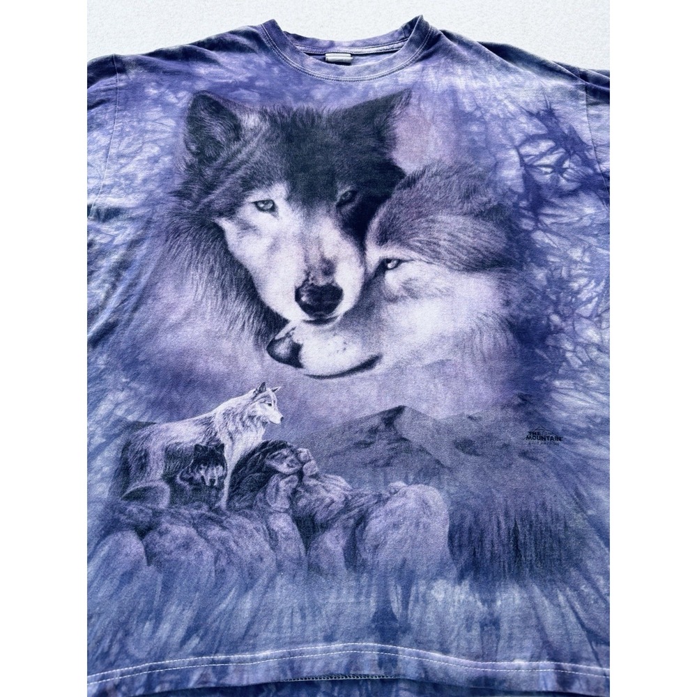 Vintage The Mountain Wolves Graphic Shirt Mens XL Purple Tie Dye Jen D'Angelo